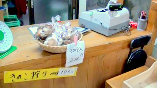 きのこ狩りは、１００ｇ１００円